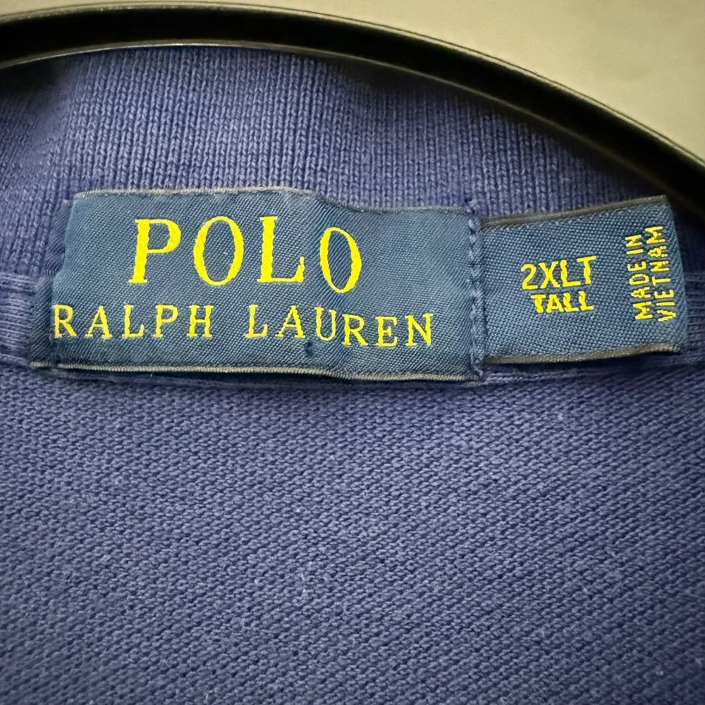 Polo Ralph Lauren Polo Shirt‎ Blue Short Sleeve Casual Orange Pony Men's 2XLT
